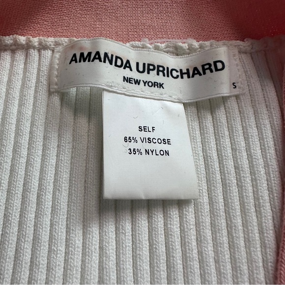 Amanda Uprichard‎ Ribbed Striped Sweater Shirt in Melon Size Small - Picture 7 of 7
